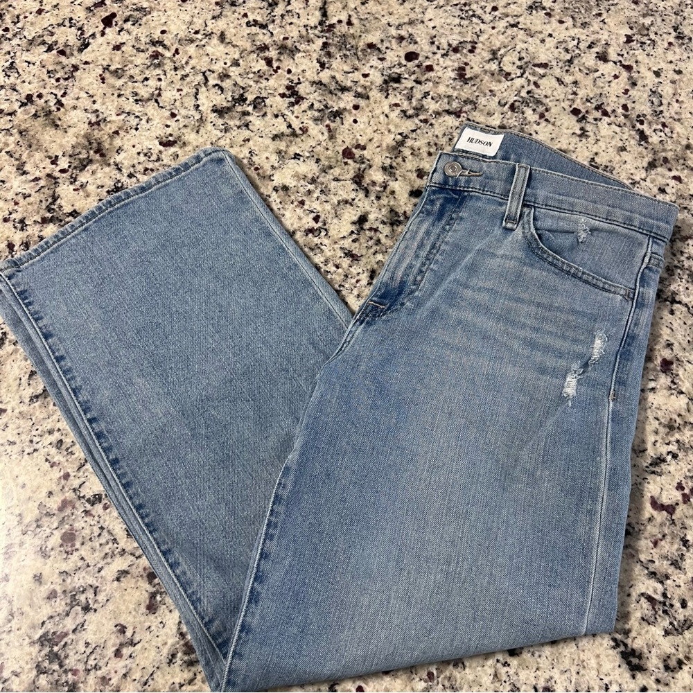 Hudson, Wide Leg, Straight Leg, Distressed, Blue‎ Denim Jeans | W 30